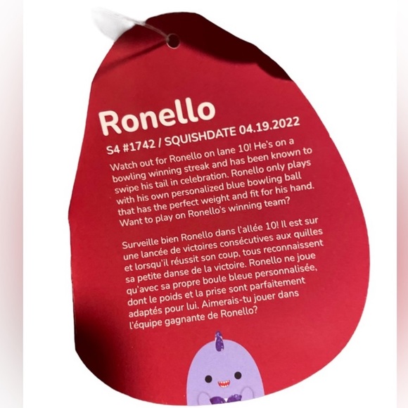 NWT RONELLO Squishmallow SquishDate: 4.19.2022 Dinosaur 5.5” x 6” - Picture 3 of 6